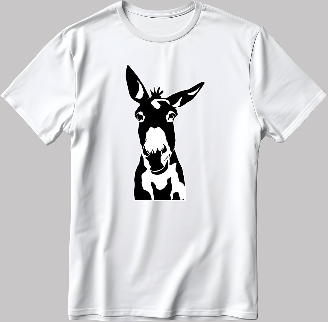 Funny Donkey Face Short Sleeve White-Black Men's / Women's T Shirt K176
