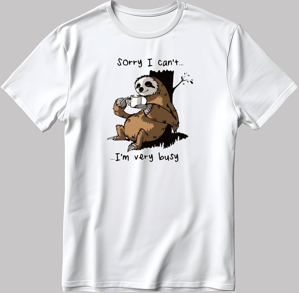 Sorry I Can't I'm Very Busy Short Sleeve White-Black Men's / Women's T Shirt K236