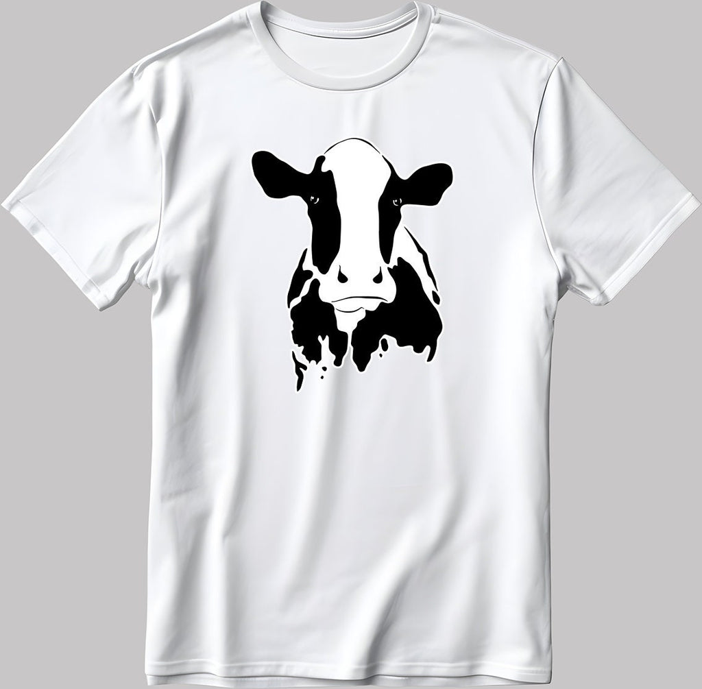 Cute Cow Face Short Sleeve White-Black Men's / Women's T Shirt K243