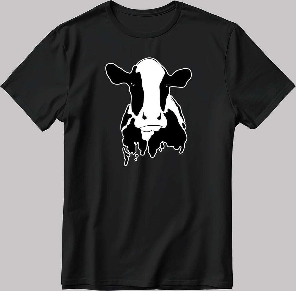 Cute Cow Face Short Sleeve White-Black Men's / Women's T Shirt K243