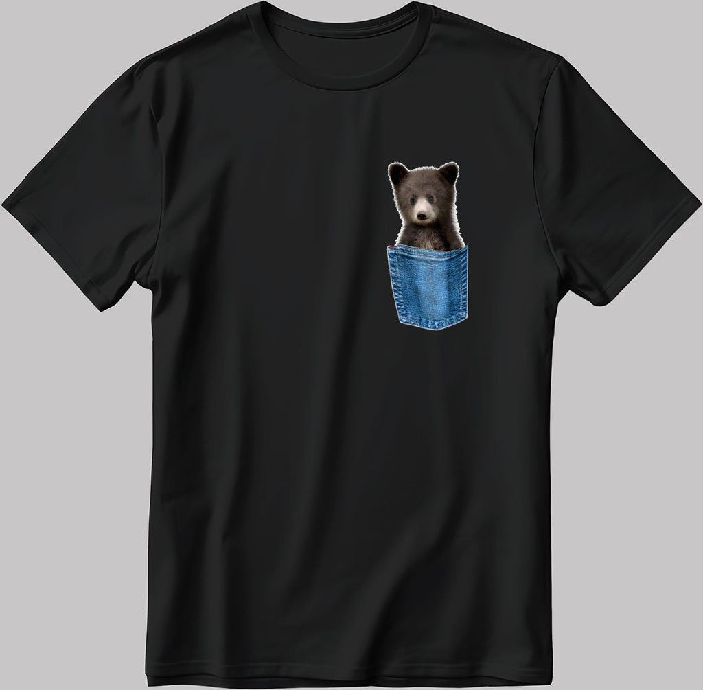 Funny Cute Bear Short Sleeve White-Black Men's / Women's T Shirt K700