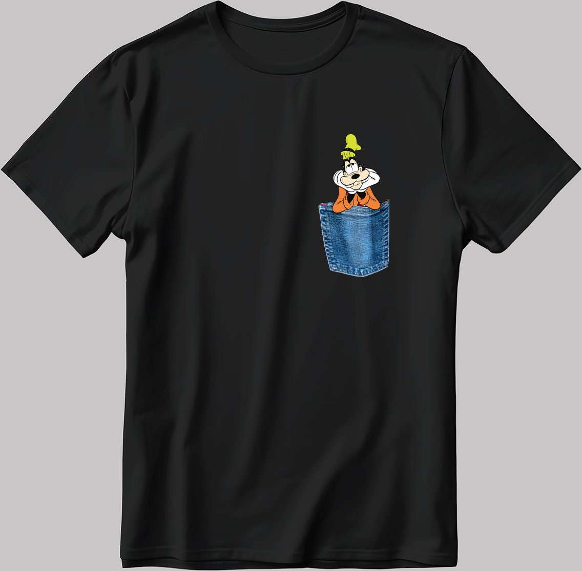 Cartoon Character Goofy Short Sleeve White-Black Men's / Women's T Shirt K702
