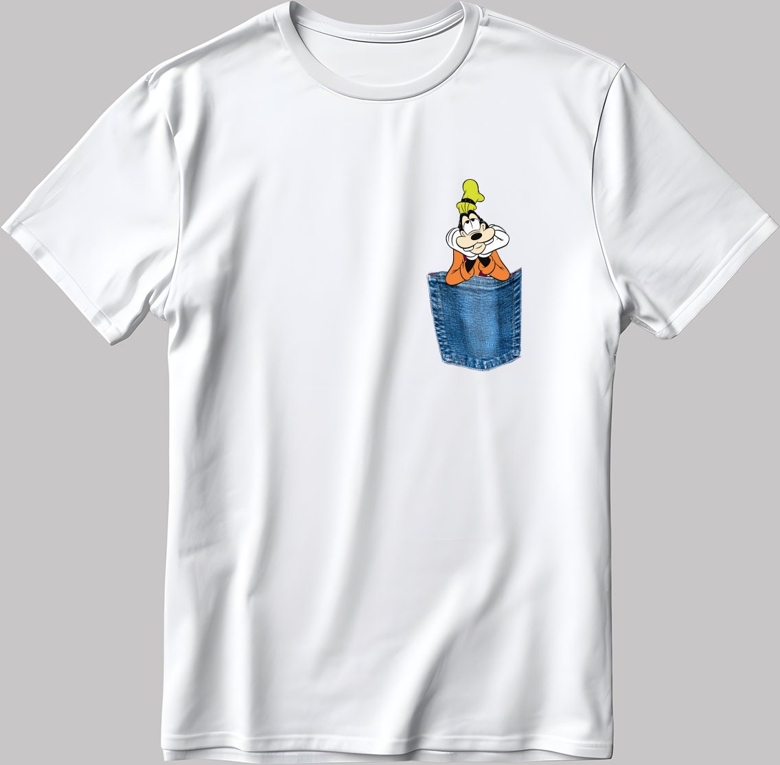 Cartoon Character Goofy Short Sleeve White-Black Men's / Women's T Shirt K702