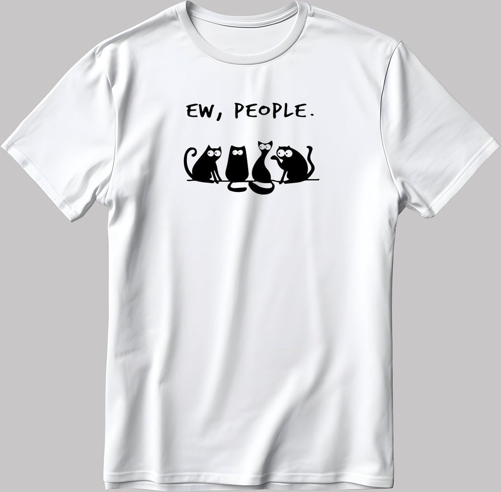 Ew, People Cat  Short Sleeve White-Black Men's / Women's T Shirt K787