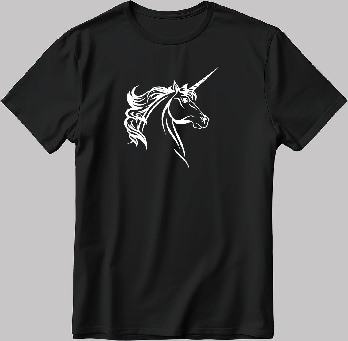 Unicorn Figure Short Sleeve White-Black Men's / Women's T Shirt K1009