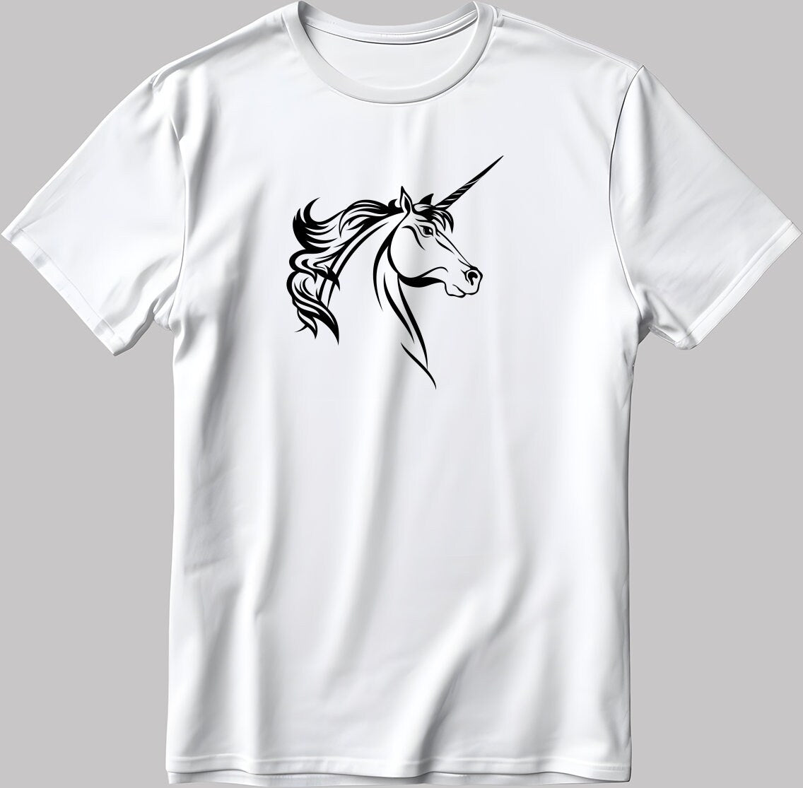 Unicorn Figure Short Sleeve White-Black Men's / Women's T Shirt K1009