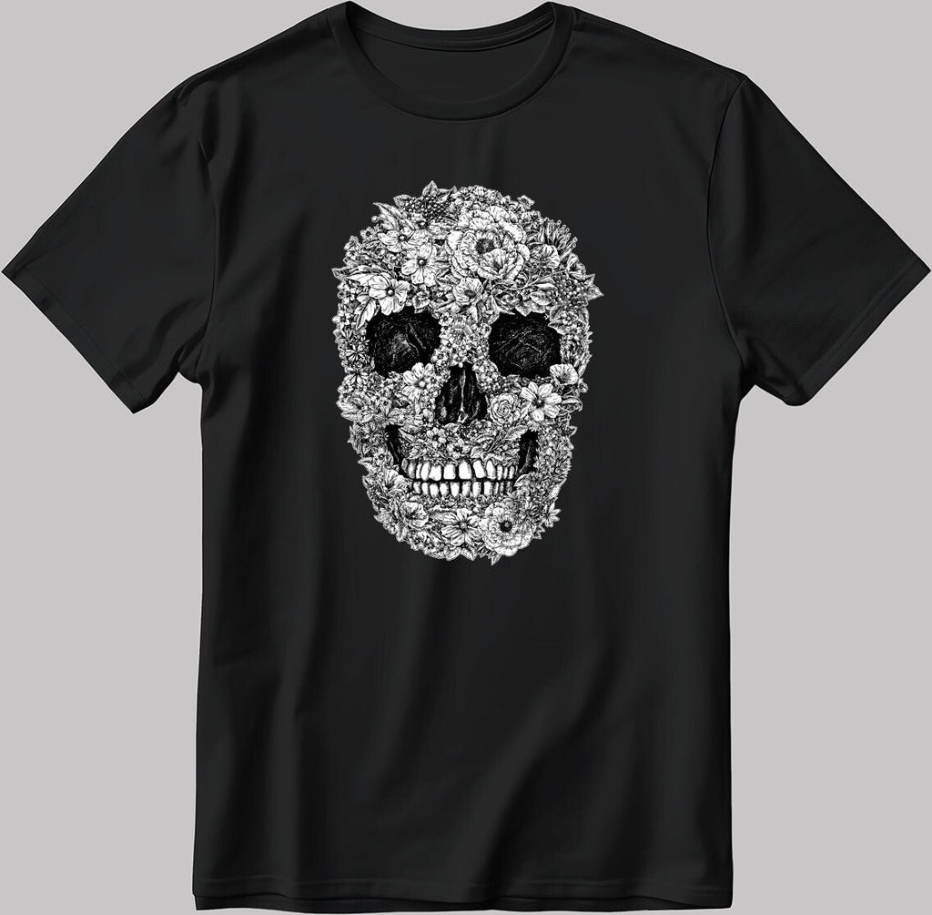 Happy Face Skeleton Short Sleeve White-Black Men's / Women's T Shirt K1017