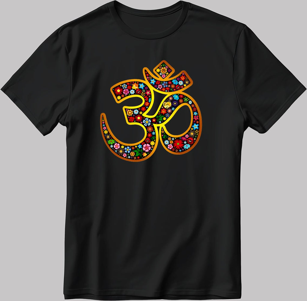 Om Logo Yoga Short Sleeve White-Black Men's / Women's T Shirt K1058
