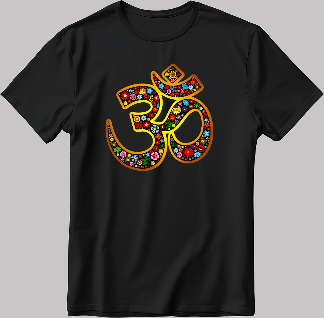 Om Logo Yoga Short Sleeve White-Black Men's / Women's T Shirt K1058
