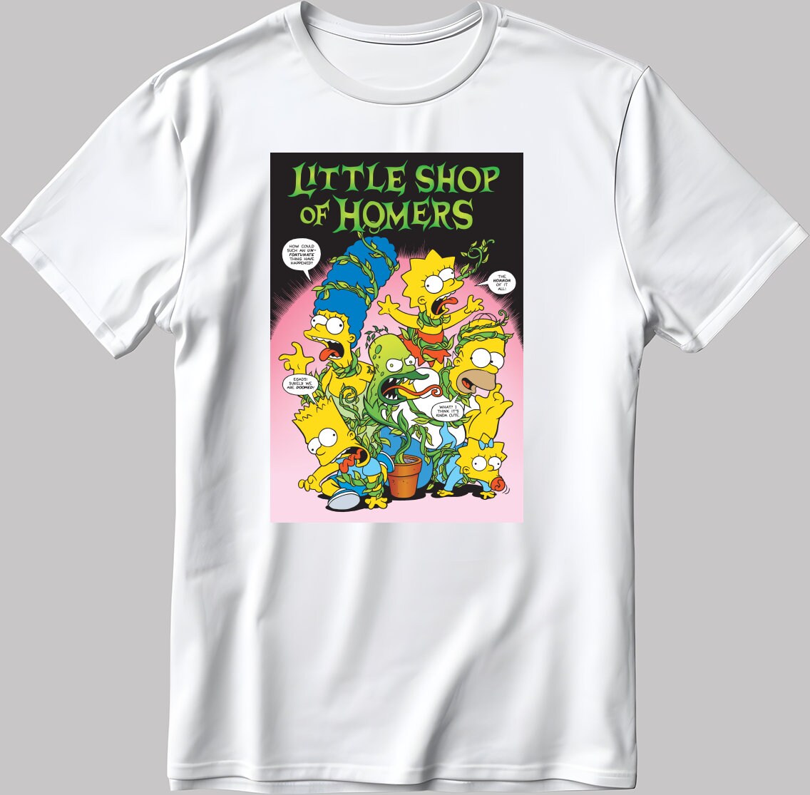 Little Shop Of Homers Figure Short Sleeve White-Black Men's / Women's T Shirt N176