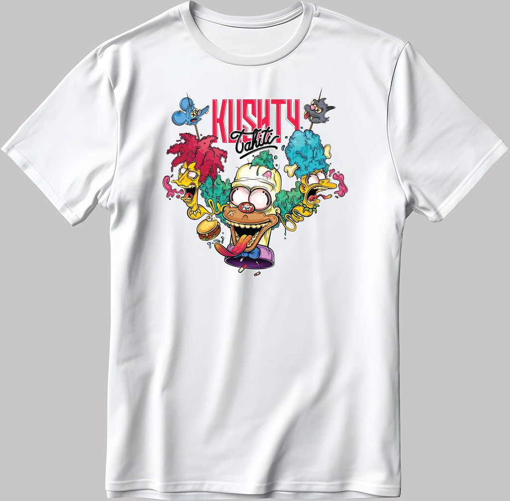 The Simpsons Family Kushty Tahiti Short Sleeve White-Black Men's / Women's T Shirt N141