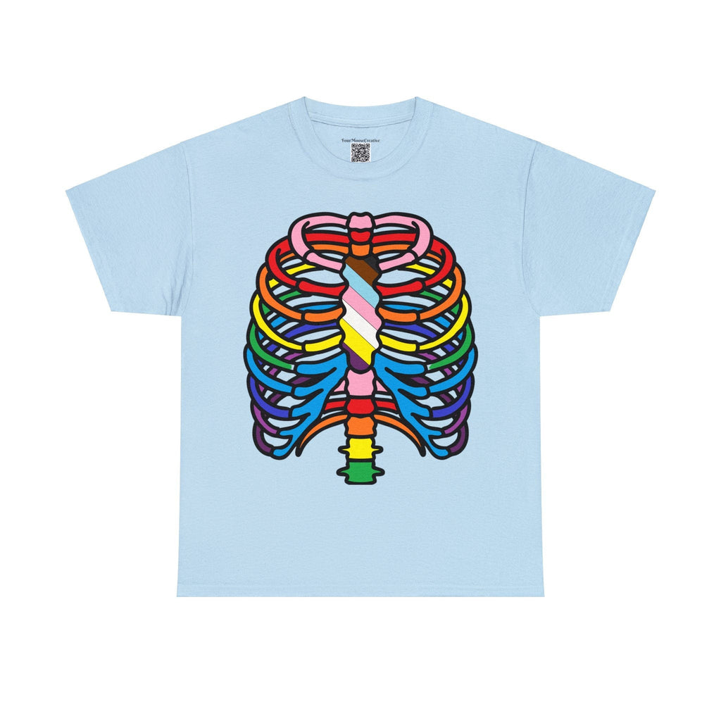 Rainbow Ribs, Pride In my Bones Flag, Anatomical Colored Ribcage Unisex Tee Shirt, Custom Unique
