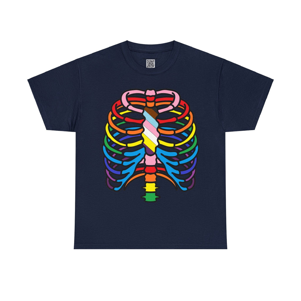 Rainbow Ribs, Pride In my Bones Flag, Anatomical Colored Ribcage Unisex Tee Shirt, Custom Unique