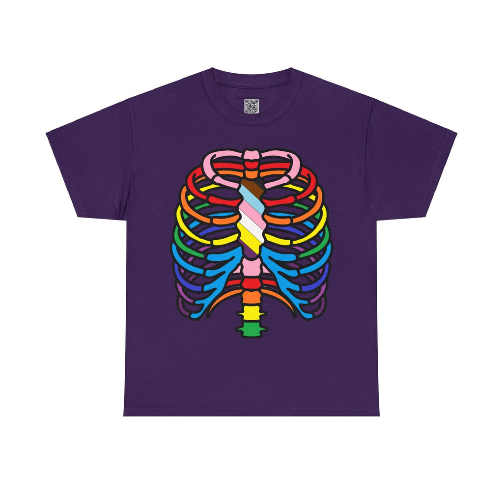 Rainbow Ribs, Pride In my Bones Flag, Anatomical Colored Ribcage Unisex Tee Shirt, Custom Unique