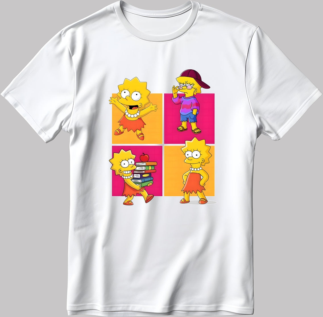 Lisa Simpson Moods Short Sleeve White-Black Men's / Women's T Shirt  N198