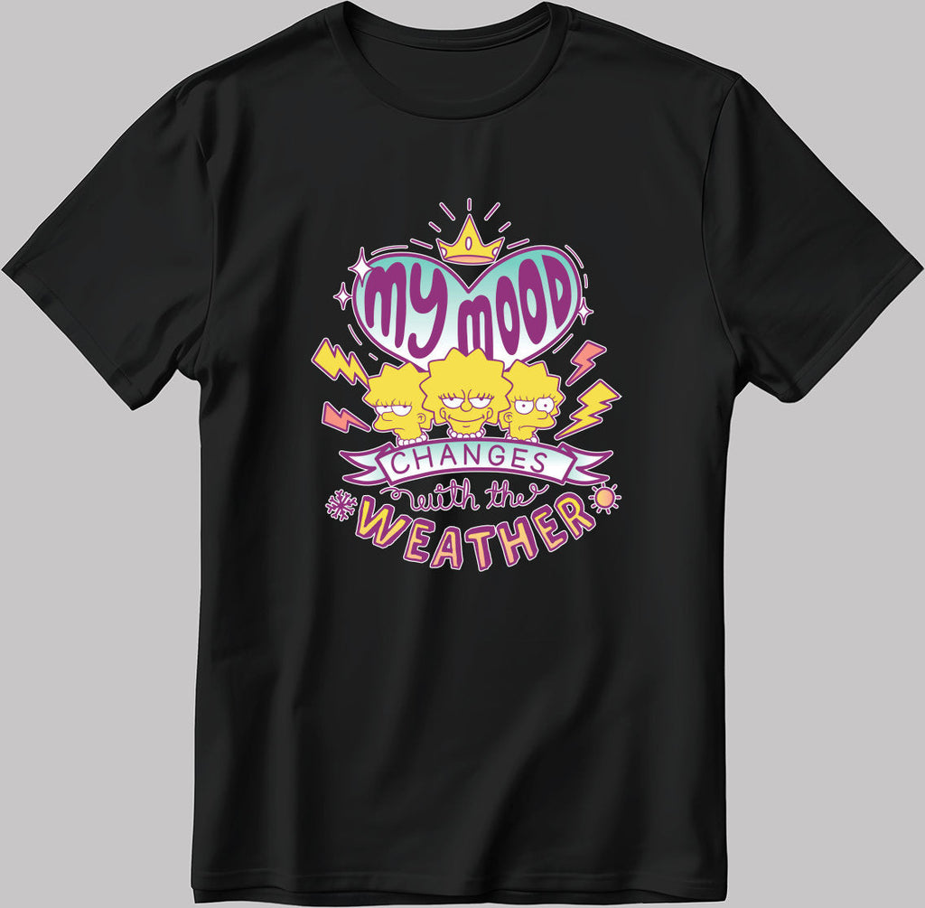 My Mood Changes Lisa Simpson Short Sleeve White-Black Men's / Women's T Shirt N216