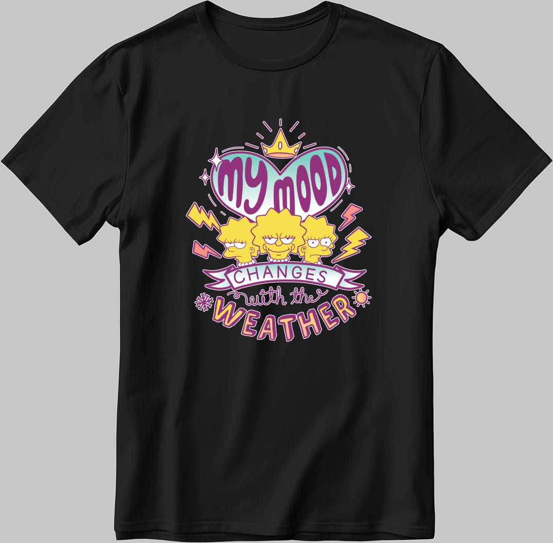 My Mood Changes Lisa Simpson Short Sleeve White-Black Men's / Women's T Shirt N216