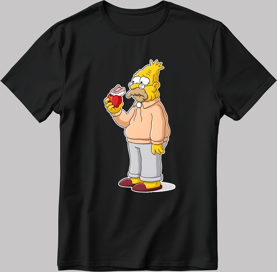 Homer Simpson Old Parody Short Sleeve White-Black Men's / Women's T Shirt N226