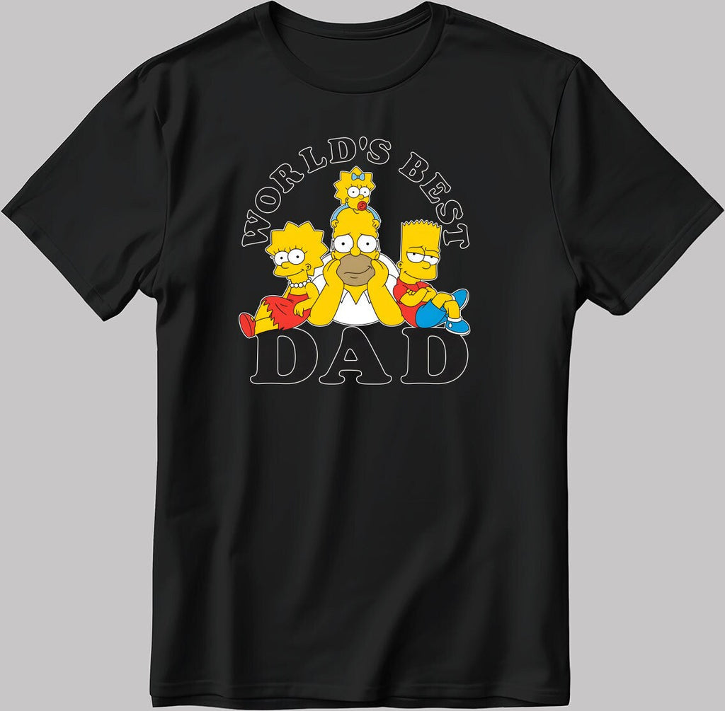 World's Best Dad The Simpsons Short Sleeve White-Black Men's / Women's T Shirt N169