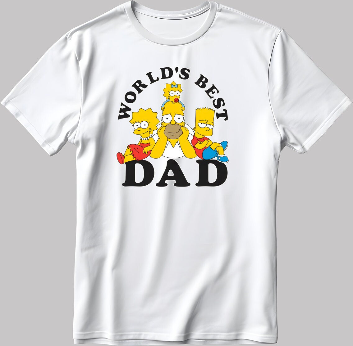 World's Best Dad The Simpsons Short Sleeve White-Black Men's / Women's T Shirt N169