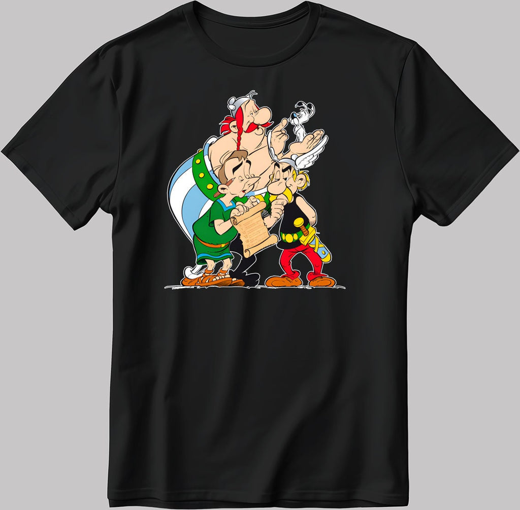 Asterix And Obelix Figure Short Sleeve White-Black Men's / Women's T Shirt N551