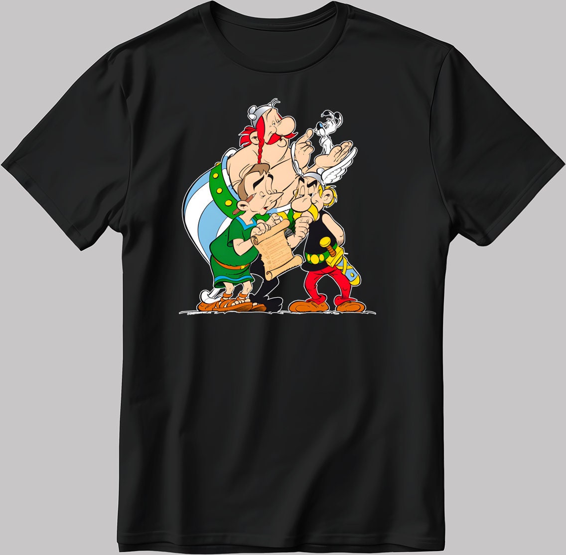 Asterix And Obelix Figure Short Sleeve White-Black Men's / Women's T Shirt N551