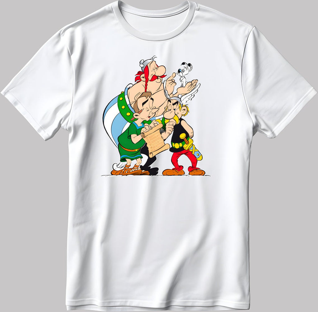 Asterix And Obelix Figure Short Sleeve White-Black Men's / Women's T Shirt N551