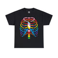 Rainbow Ribs, Pride In my Bones Flag, Anatomical Colored Ribcage Unisex Tee Shirt, Custom Unique