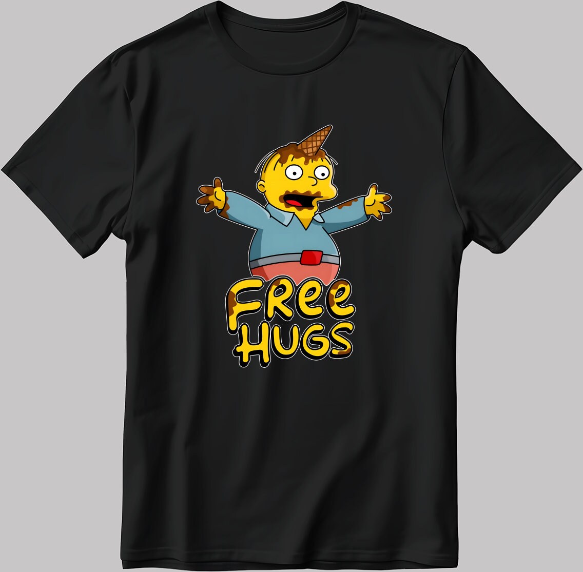 Free Hugs Ralph The Simpsons Short Sleeve White-Black Men's / Women's T Shirt N194