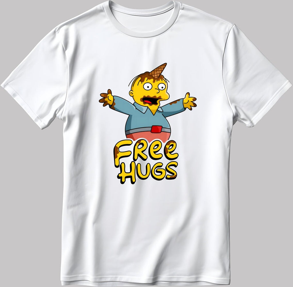 Free Hugs Ralph The Simpsons Short Sleeve White-Black Men's / Women's T Shirt N194