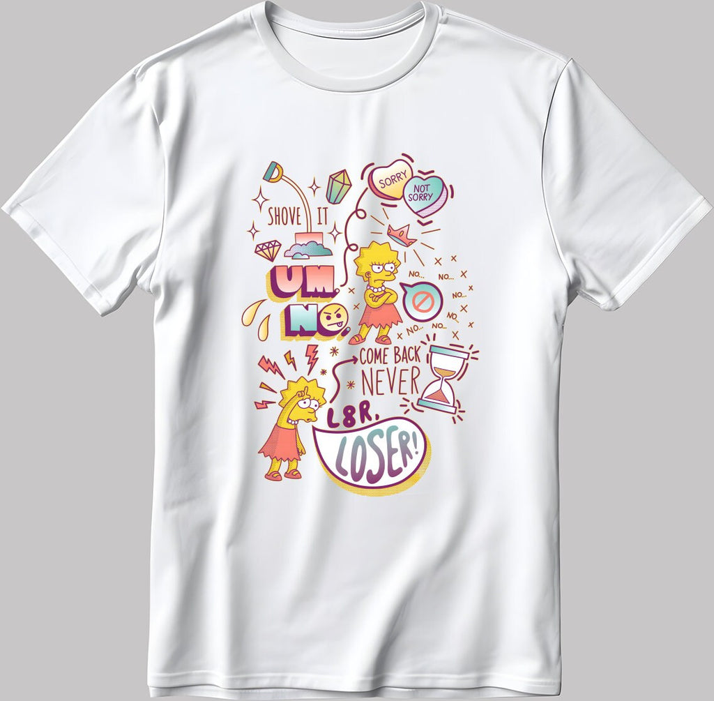 Shove It Lisa Simpsons Short Sleeve White-Black Men's / Women's T Shirt N196