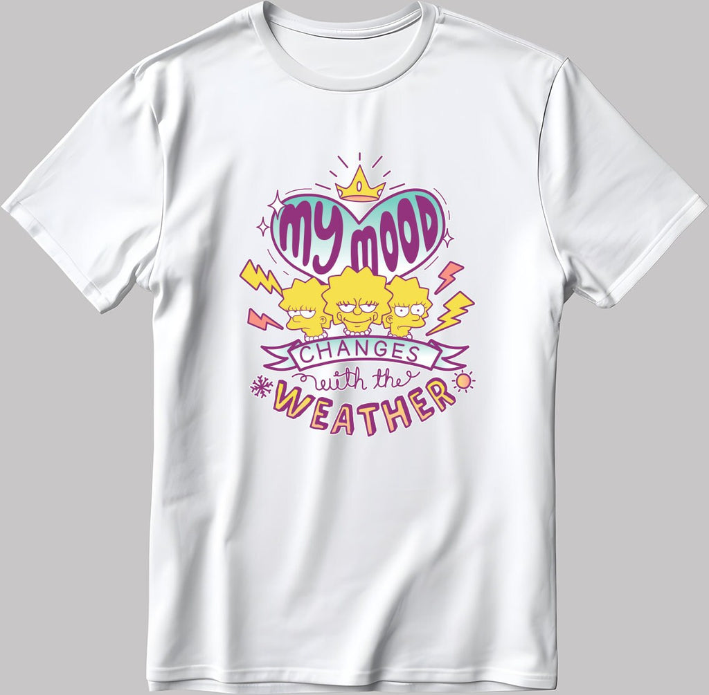 My Mood Changes Lisa Simpson Short Sleeve White-Black Men's / Women's T Shirt N216