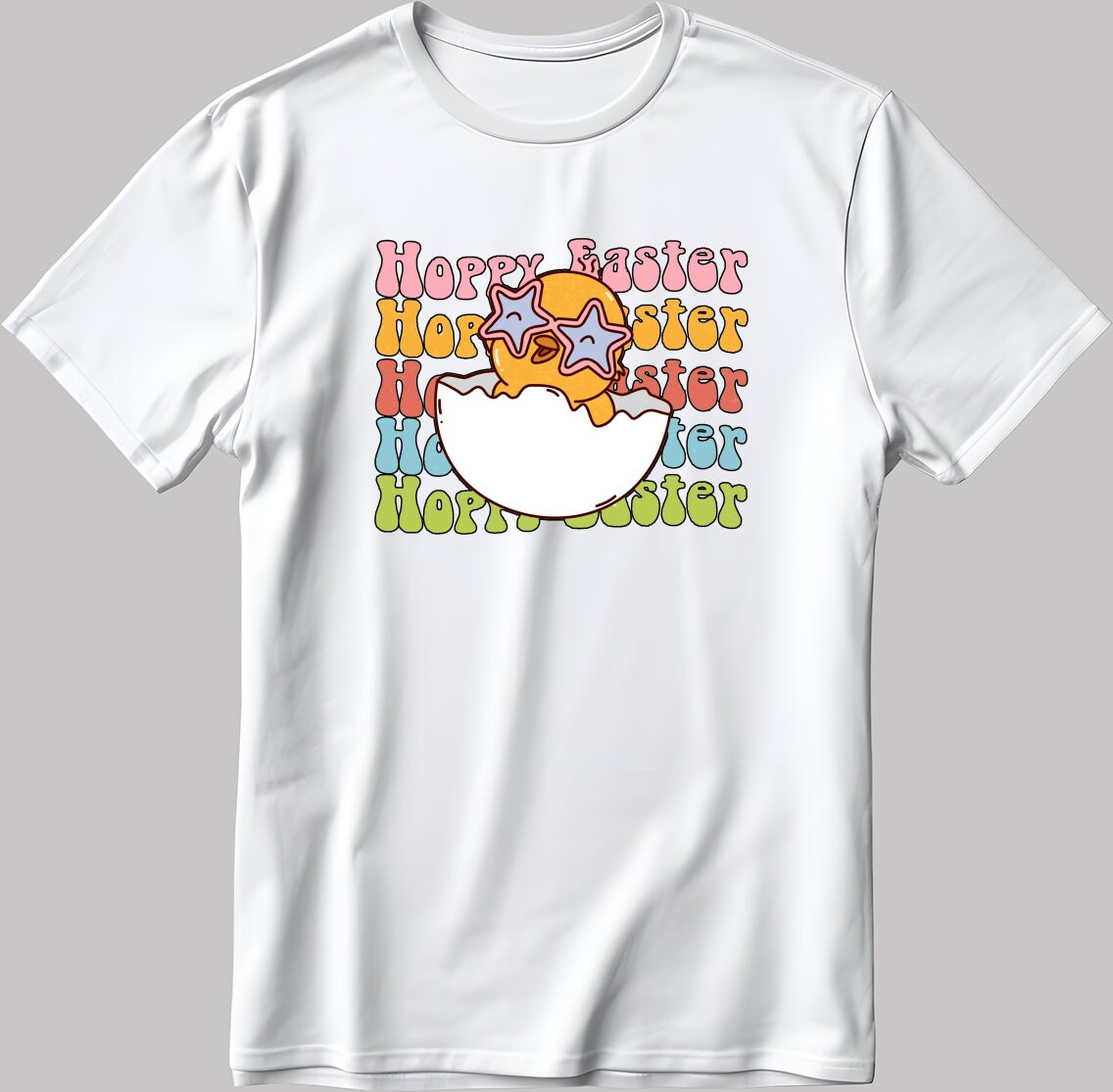 Happy Easter Poster Short Sleeve White-Black Men's / Women's T Shirt N407