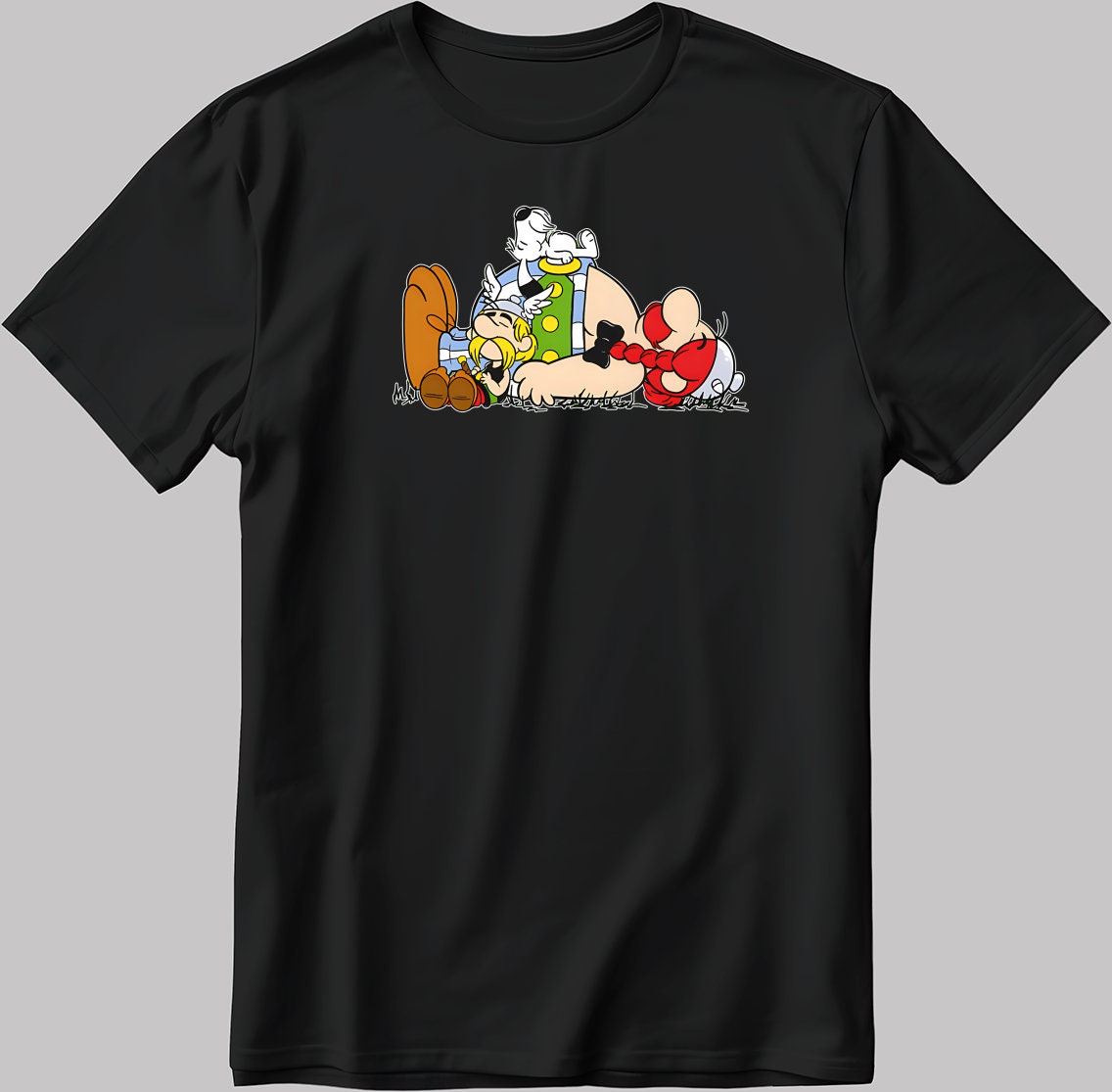 Asterix And Obelix Figure Short Sleeve White-Black Men's / Women's T Shirt N569