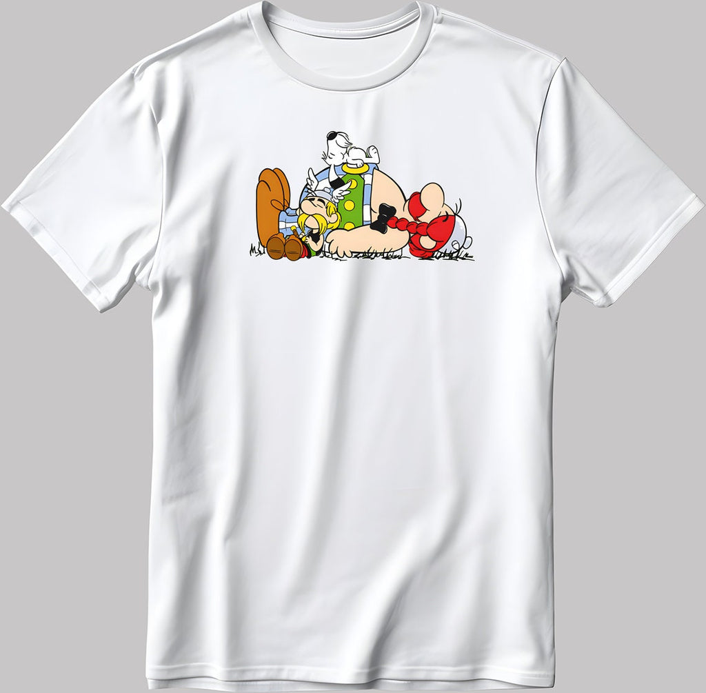 Asterix And Obelix Figure Short Sleeve White-Black Men's / Women's T Shirt N569