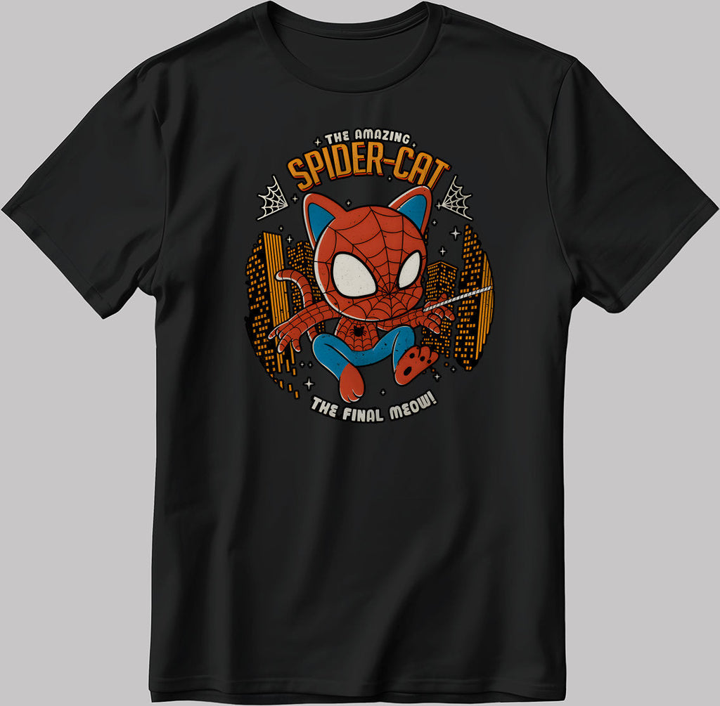 The Amazing Spider-Cat Poster Short Sleeve White-Black Men's / Women's T Shirt N590