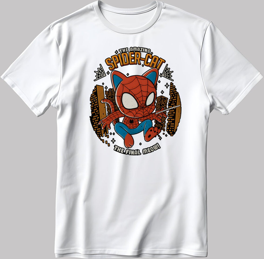 The Amazing Spider-Cat Poster Short Sleeve White-Black Men's / Women's T Shirt N590