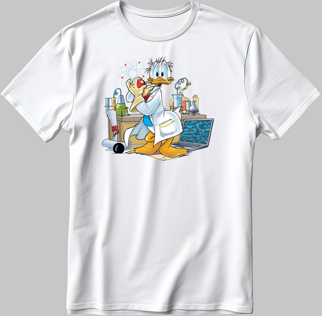 Cosplay Scientist Donald Duck  Short Sleeve White-Black Men's / Women's T Shirt N536
