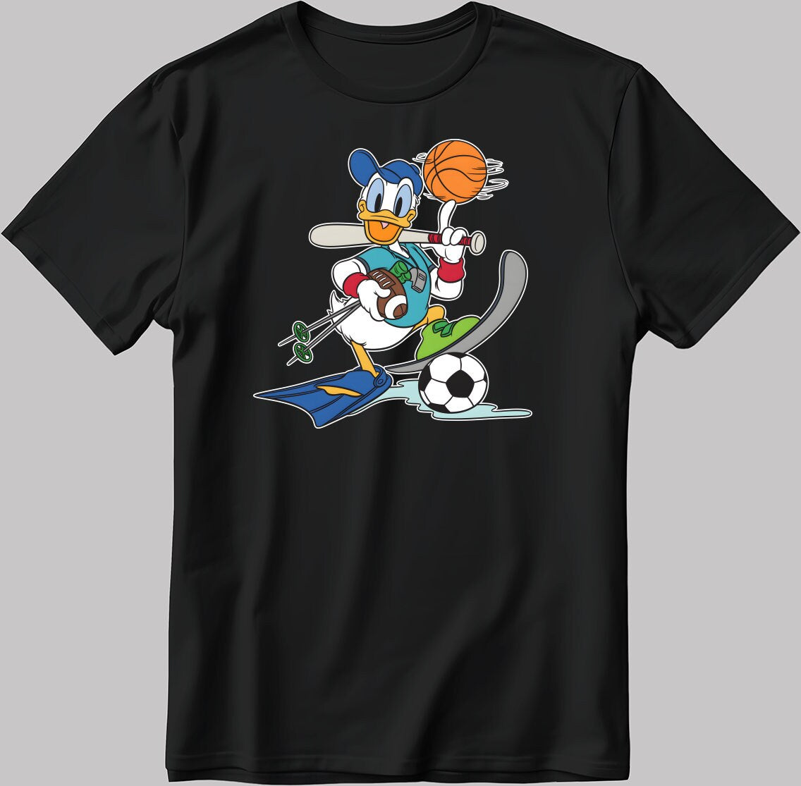 Donald Duck Basketballer Short Sleeve White-Black Men's / Women's T Shirt N546