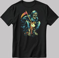 Last Ride Skeleton Riding Unicorn Short Sleeve White-Black Men's / Women's T Shirt N579
