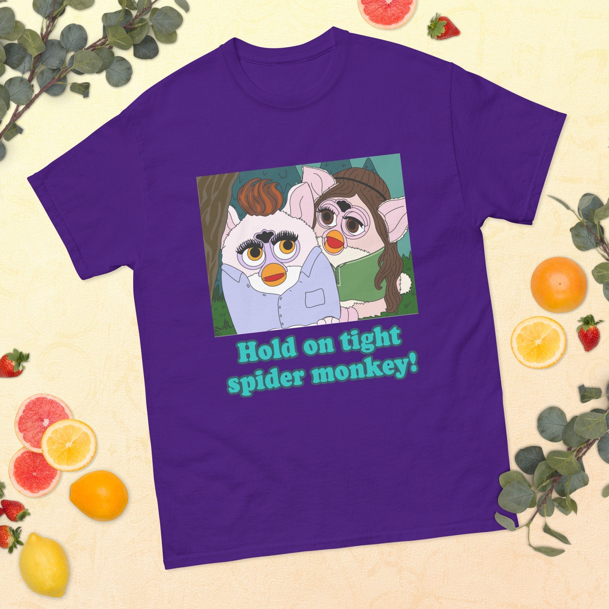 Twilight Furby T Shirt Hold on Tight Spider Monkey! Edward Cullen Bella Swan