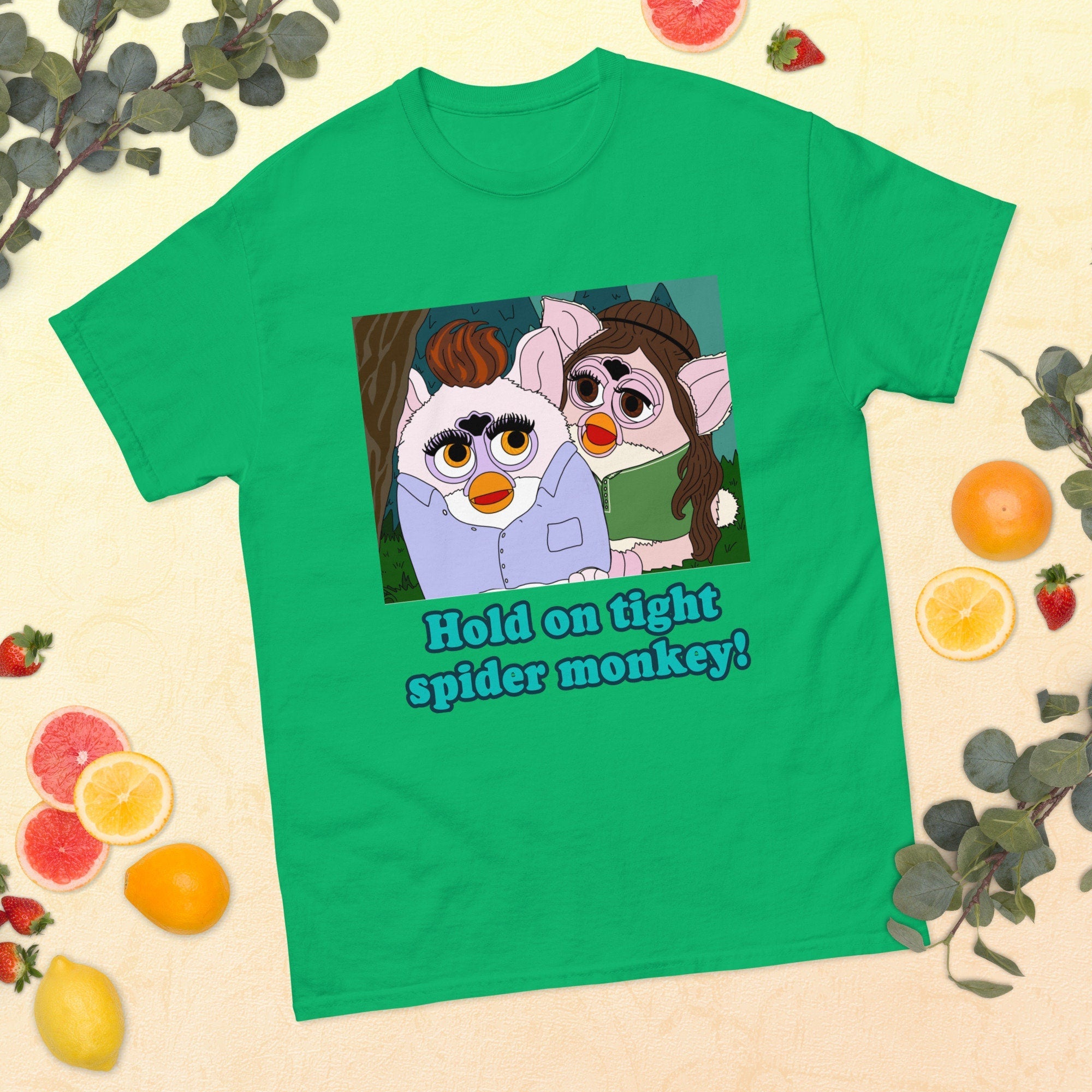 Twilight Furby T Shirt Hold on Tight Spider Monkey! Edward Cullen Bella Swan