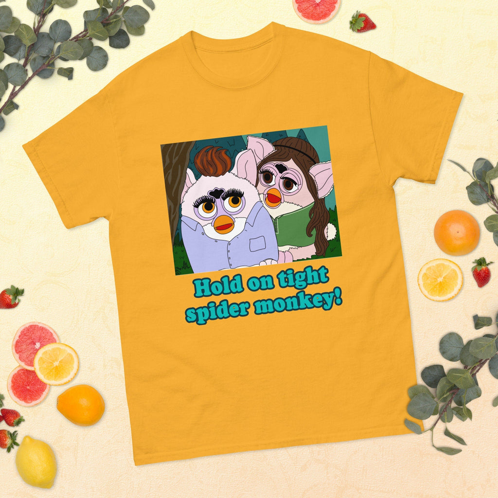 Twilight Furby T Shirt Hold on Tight Spider Monkey! Edward Cullen Bella Swan