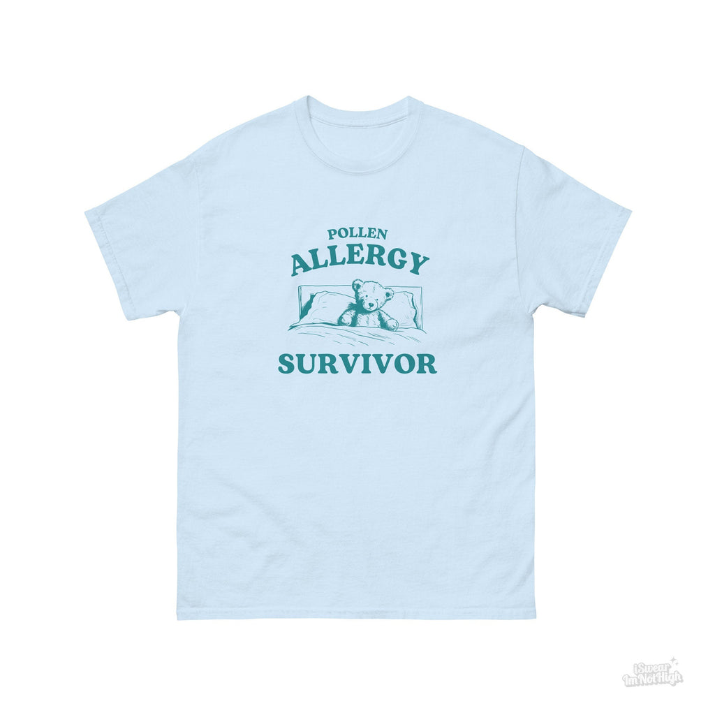 Pollen Allergy Survivor, Funny Allergic Shirt, Bear T Shirt, Dumb Y2k Shirt, Stupid Allergies T Shirt, Cartoon Tee, Silly Meme Shirt, Goofy