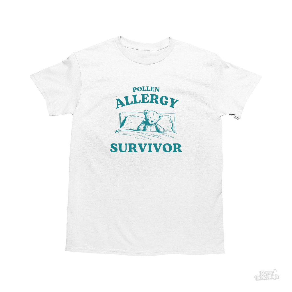 Pollen Allergy Survivor, Funny Allergic Shirt, Bear T Shirt, Dumb Y2k Shirt, Stupid Allergies T Shirt, Cartoon Tee, Silly Meme Shirt, Goofy