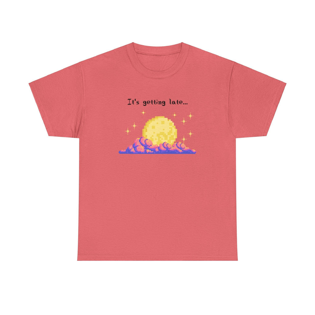 it's getting late - pixel gaming inspired t-shirt - Unisex Heavy Cotton Tee