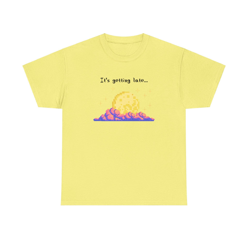 it's getting late - pixel gaming inspired t-shirt - Unisex Heavy Cotton Tee