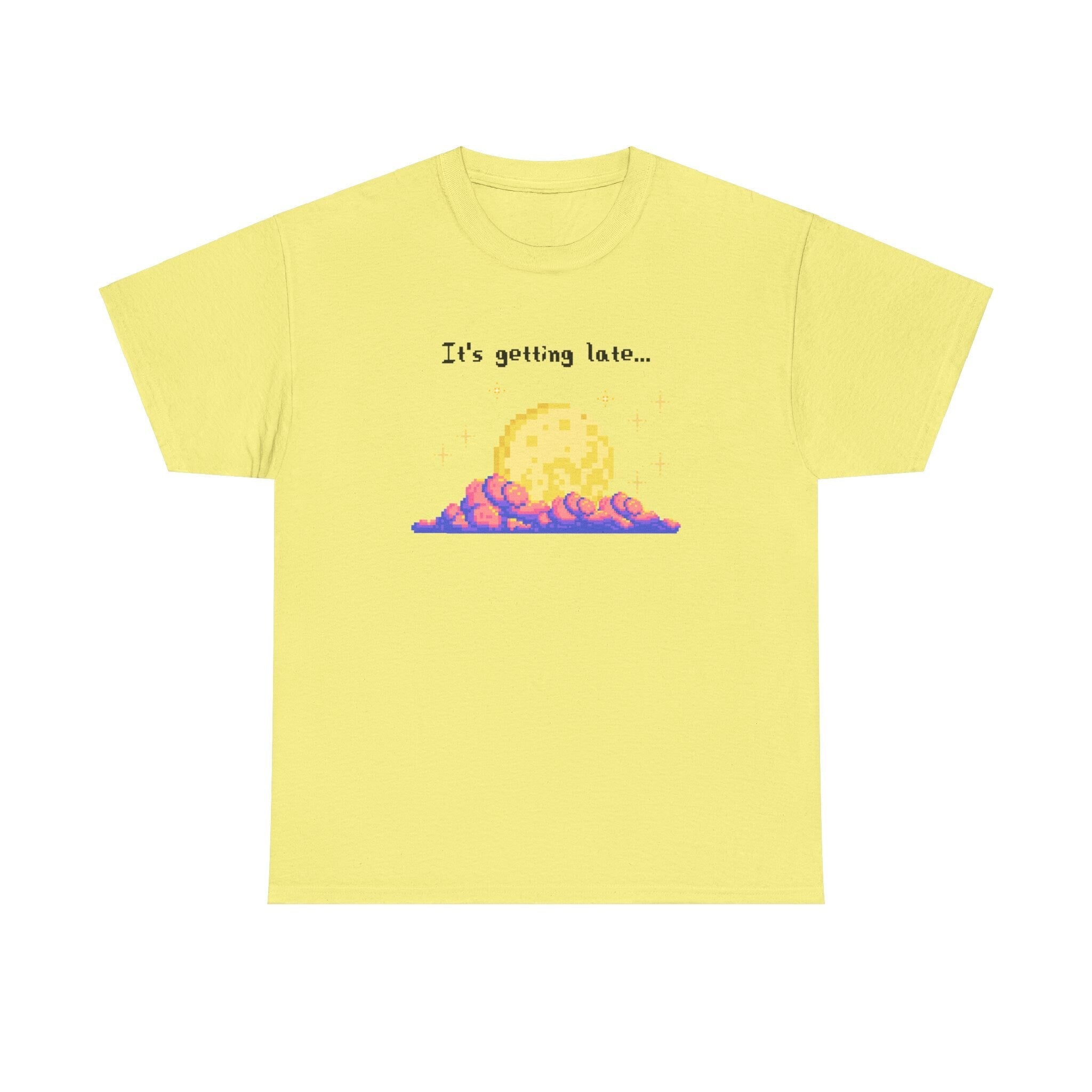 it's getting late - pixel gaming inspired t-shirt - Unisex Heavy Cotton Tee