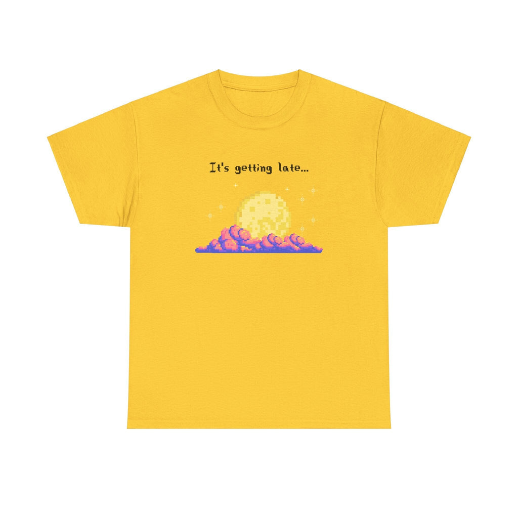 it's getting late - pixel gaming inspired t-shirt - Unisex Heavy Cotton Tee