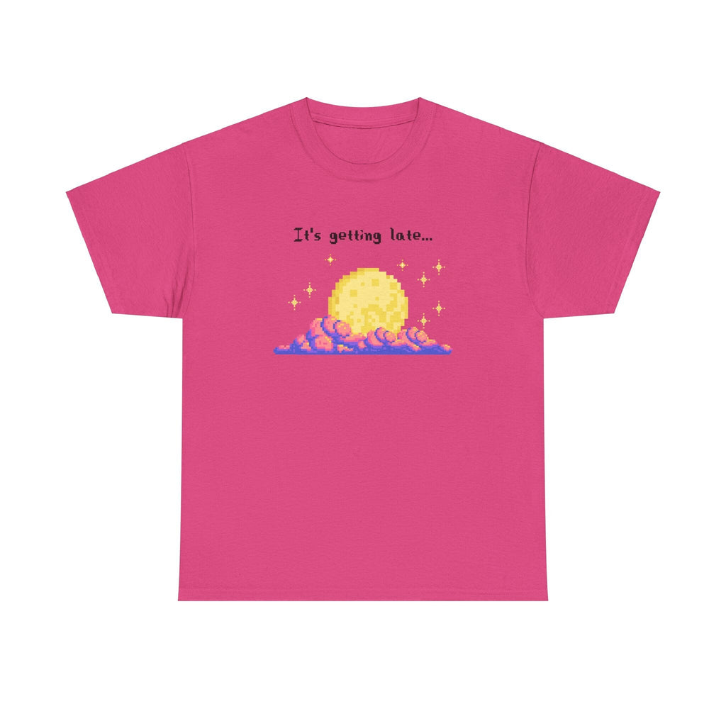 it's getting late - pixel gaming inspired t-shirt - Unisex Heavy Cotton Tee